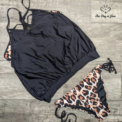 Dokotoo Tie Side Blouson Tankini Swimsuit Size M