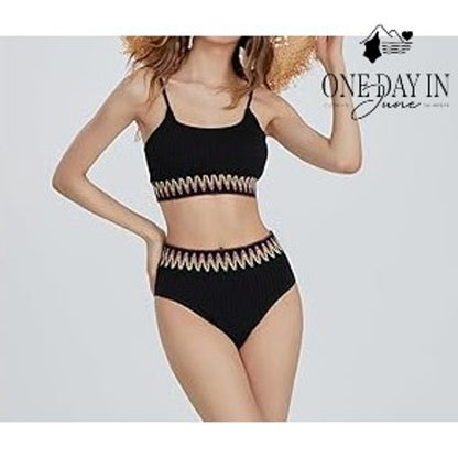 Zuobango Textured Crop Bikini Swimsuit Size L