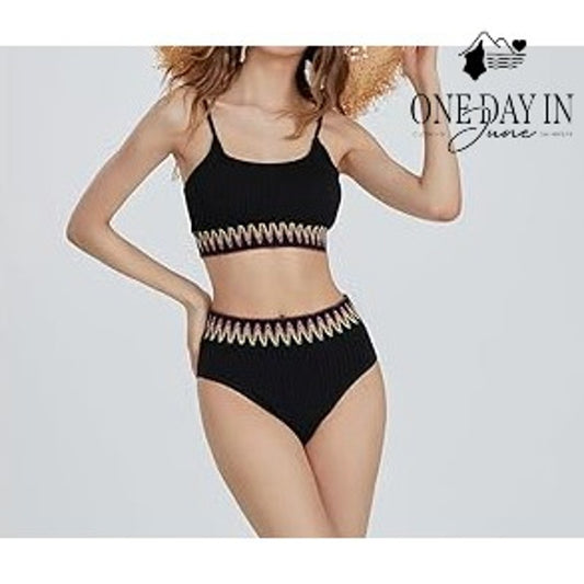 Zuobango Textured Crop Bikini Swimsuit Size L