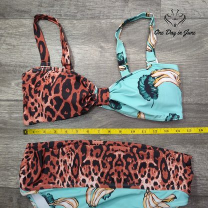 ODIJ Leopard Knot High Waist Bikini Swimsuit Size XL