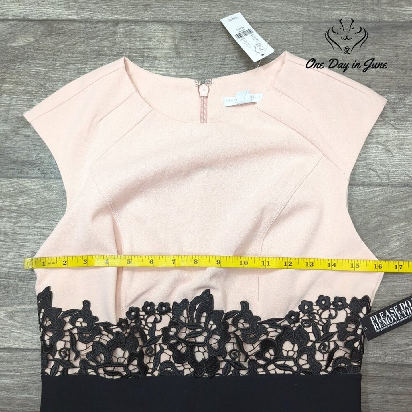 New York & Company Sheath Dress Pink Black Lace Colorblock NWT $79.95 Size S
