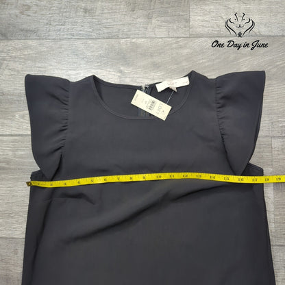 Loft Petite Ruffle Cap Sleeve Drop Waist Mini Dress Black Size SP