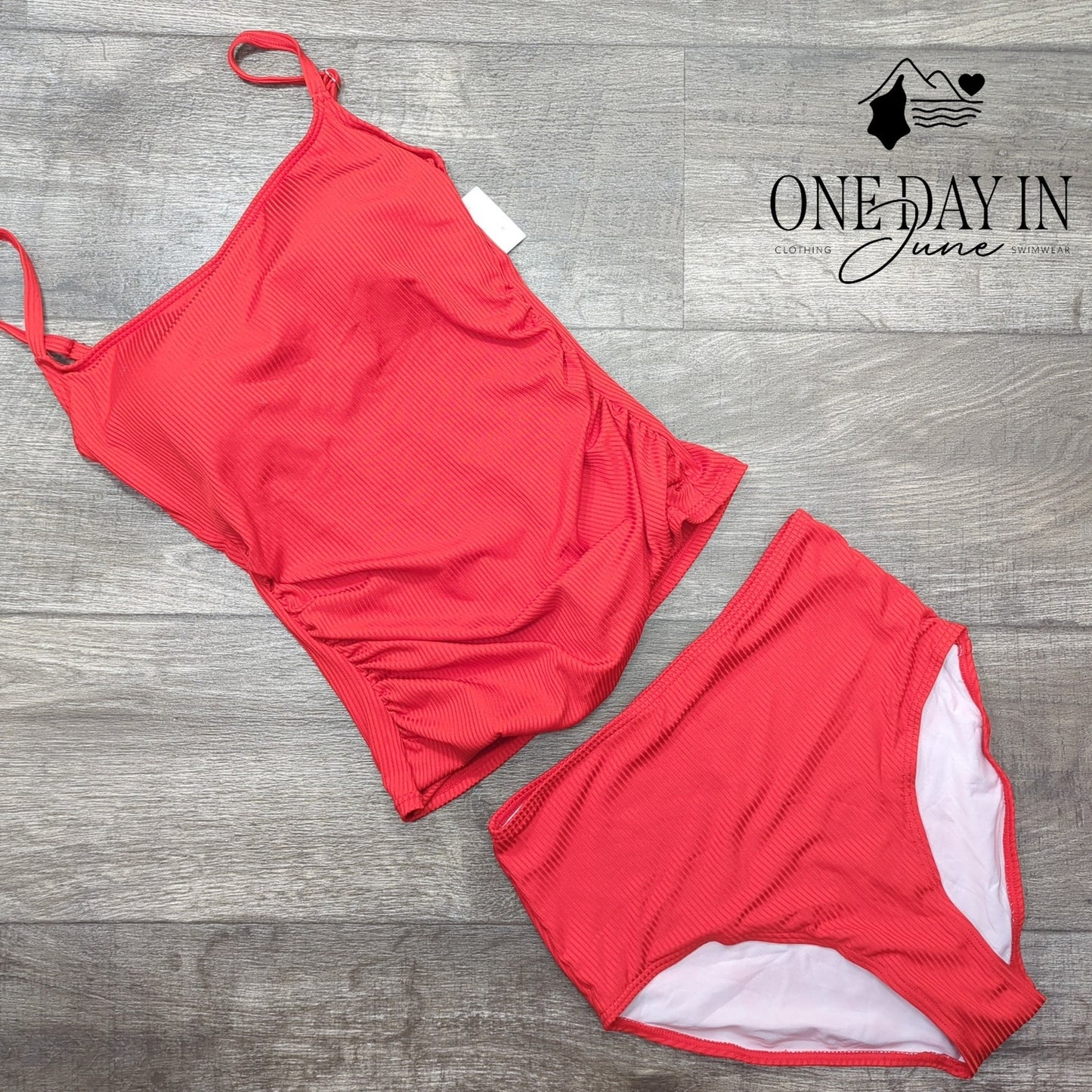 Eomenie High Waist Ribbed Tankini Swimsuiit Size S