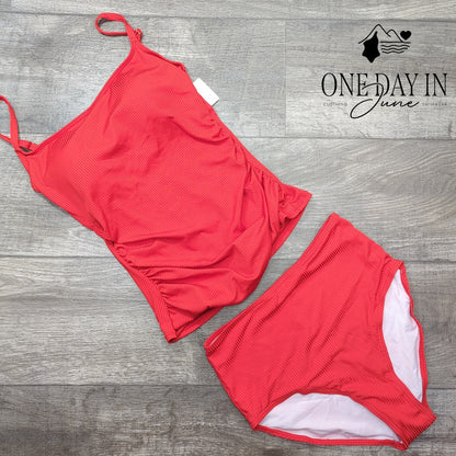 Eomenie High Waist Ribbed Tankini Swimsuiit Size S