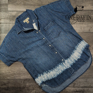Madewell Shibori Snap Front Denim Top Size S