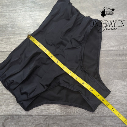 Sporlike High Waist Ruched Bikini Bottom Women's Black Size M