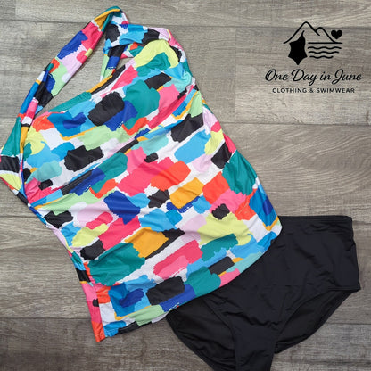Tempt Me Plus Size One Shoulder Tankini Swimsuit Size XXL
