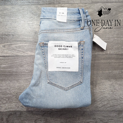 Good American Good Curve Skinny Crossover Jeans Light Wash NWT Size 2