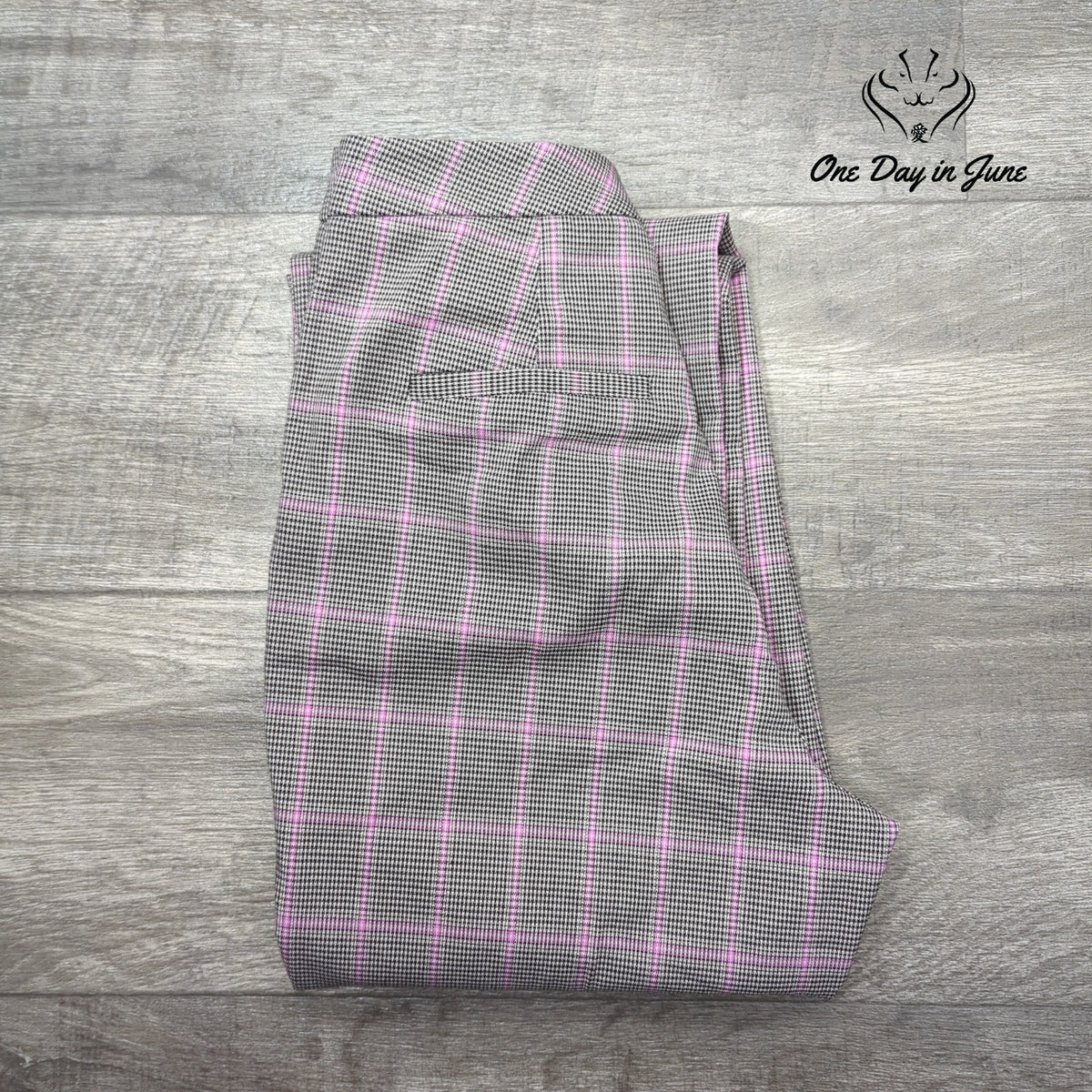 Halogen Bootcut Dress Pants Gray Pink Plaid Windowpane Trousers Size 8