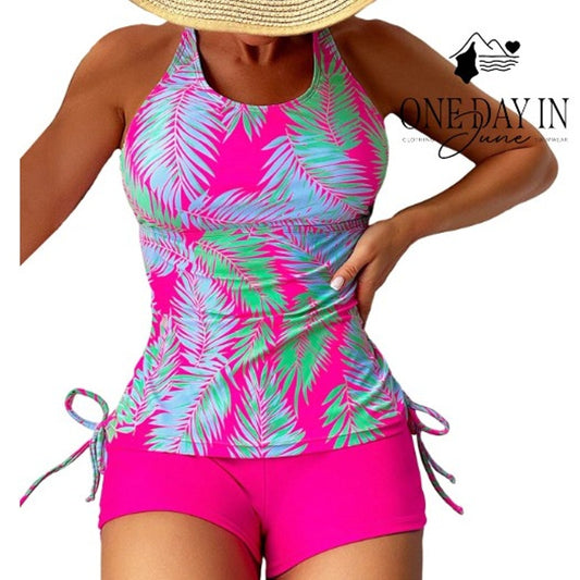 Aleumdr Tropical Boyshort Tankini Swimsuit Size XL