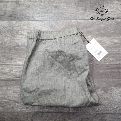 Theory Basic Pull On Pants Gray Linen Blend Eco Sharkskin NWT $295 Size 12