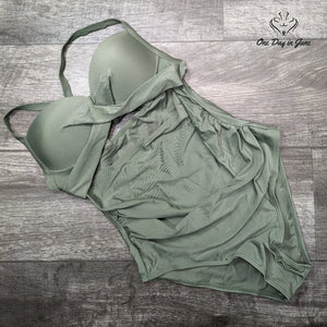 ODIJ Cross Front Cut Out Tummy Control One Piece Size M