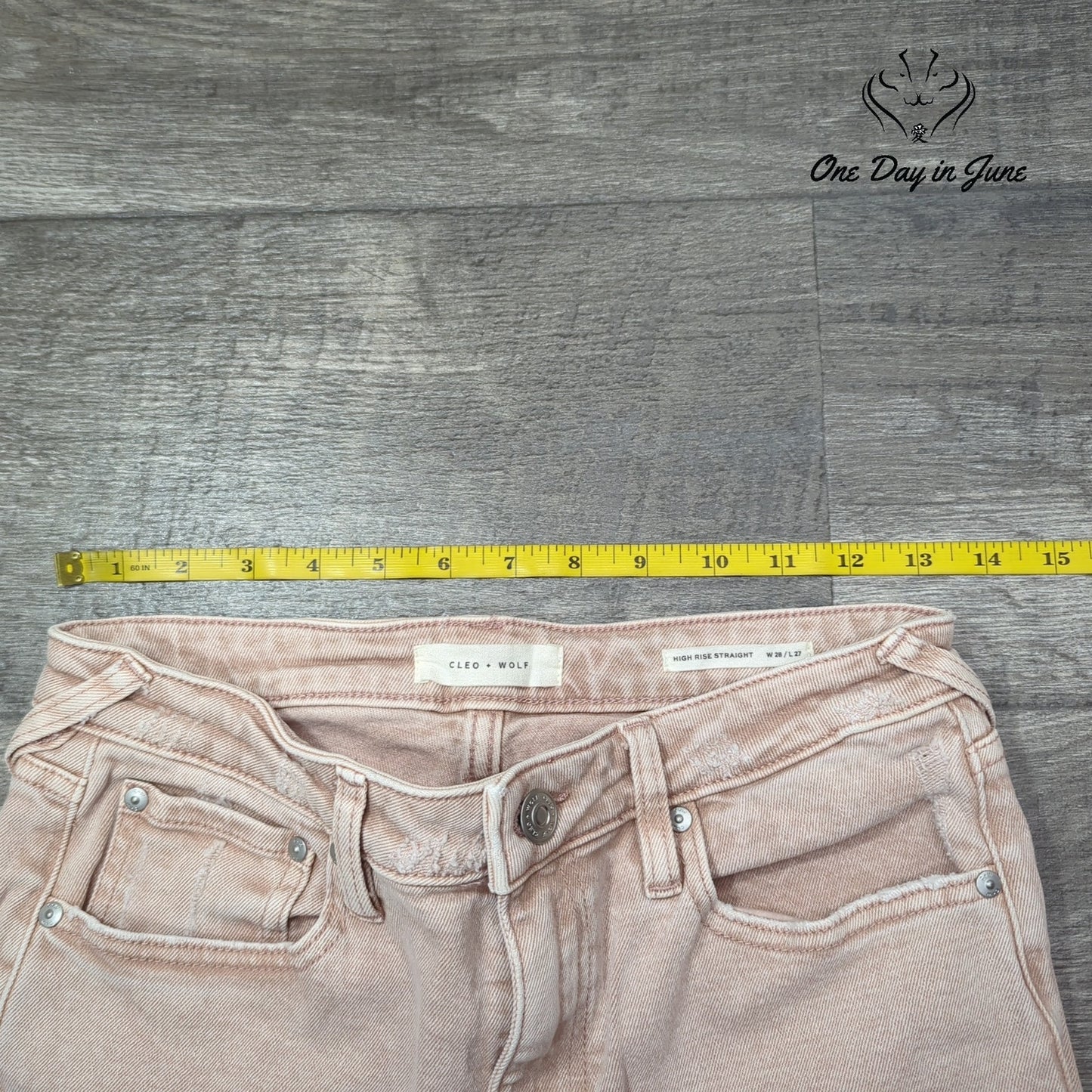 Cleo + Wolf High Rise Straight Distressed Jeans Size 28 (6)