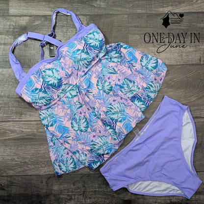 Aidonger Tropical Tankini Swimsuit Size L
