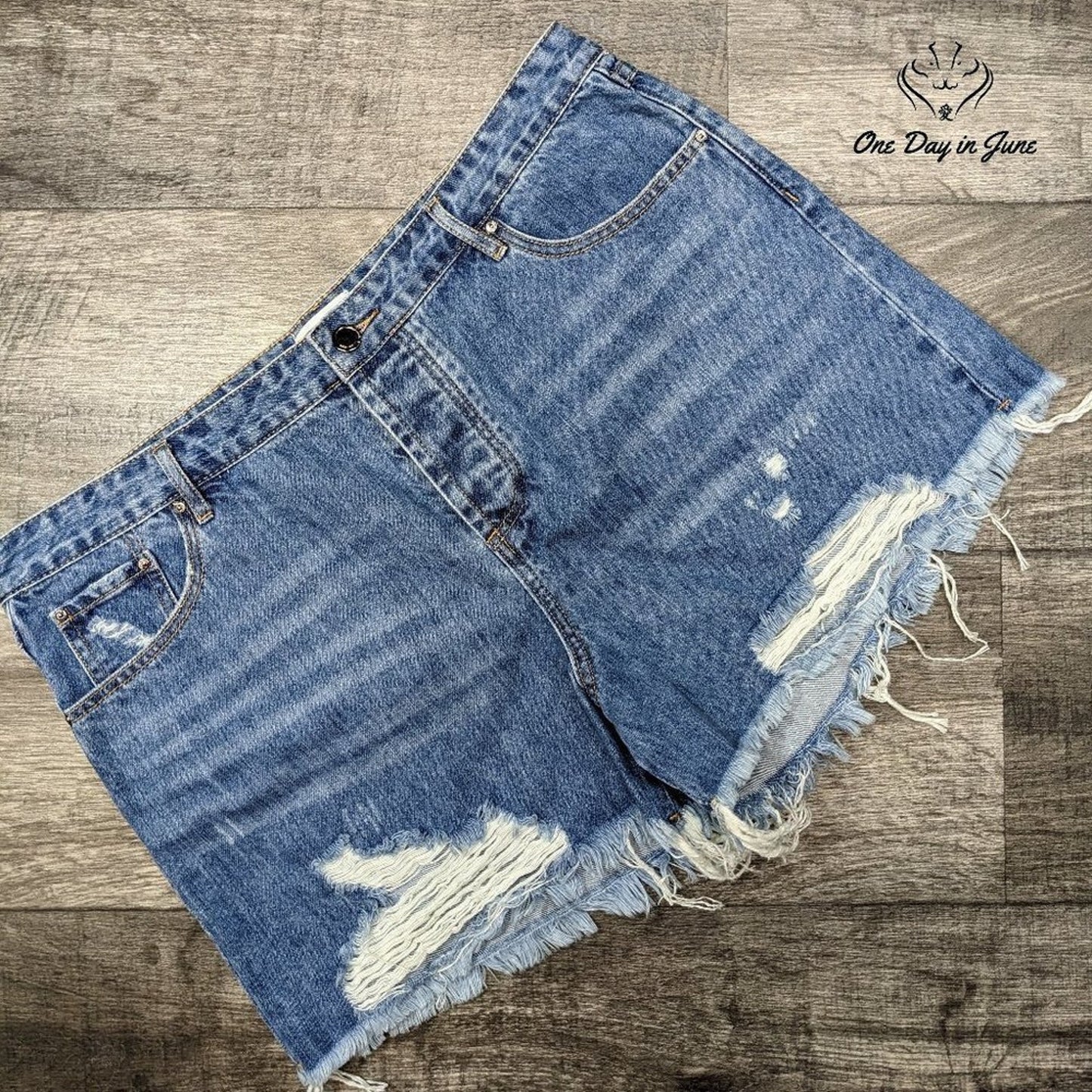 Amaryllis Distressed Denim Mini Shorts Size 12