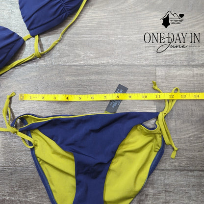A.Che Halter Tie Side Bikini Swimsuit Size L Top S Bottom