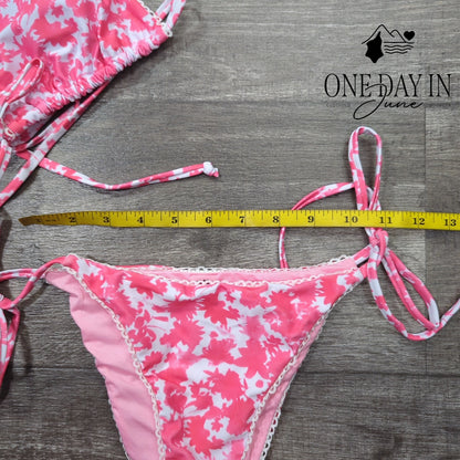 Aleumdr Adjustable Triangle Tie Side Bikini Swimsuit Size XS