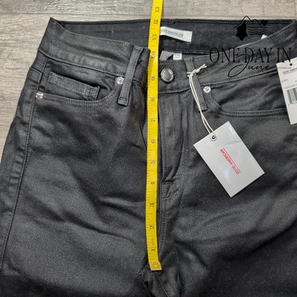 Good American Good Legs Leather Like Coated Skinny Jeans Black NWT Size 2 (26)
