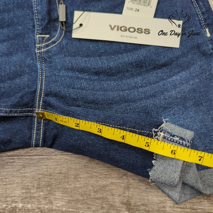 Vigoss Marley Bermuda Denim Shorts Dark Wash Cuffed NWT Size 24 (0)