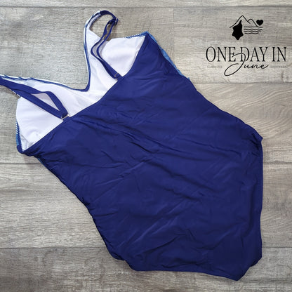 Aleumdr Plus Size Twist Front One Piece Swimsuit Size 3XL