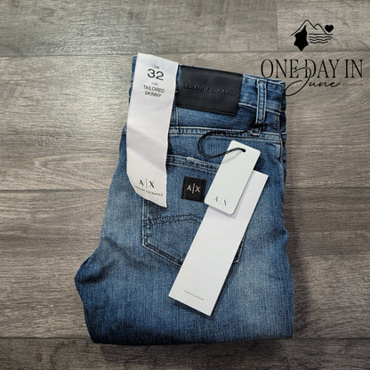 Armani Exchange A/X Tailored Skinny Jeans Blue Denim NWT Size 32X32
