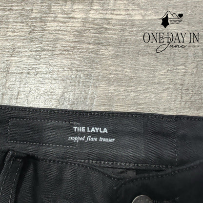 AG Adriano Goldschmied The Layla Cropped Flare Trouser Pants Black NWT Size 4