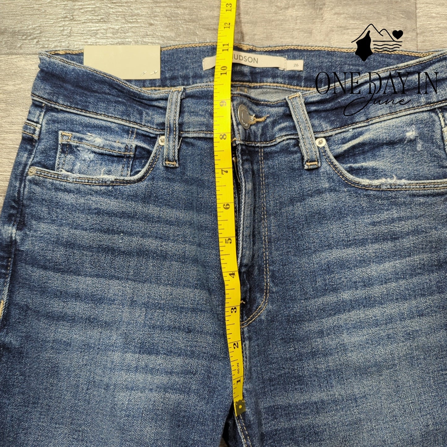 Hudson Nico Super Skinny Ankle Jeans Lotus Distressed Raw Hem NWT Size 2 (26)