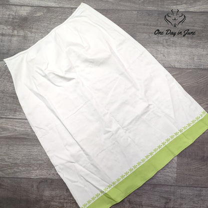 New York City Design Co. A-Line Skirt White Green Floral Beaded Y2K Size 4