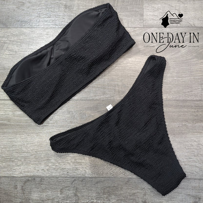 CharmLeaks Smocked Crop Bikini Swimsuit Size L