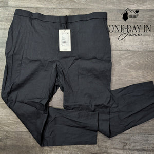 Theory Treeca Pull On Pants Concord Dark Gray Linen Blend NWT Size 16