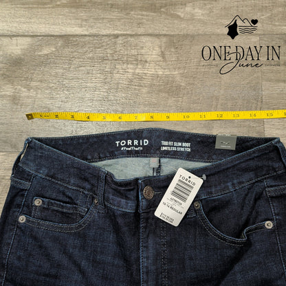 Torrid Trio Fit Slim Boot High Rise Jeans Dark Limitless Stretch NWT Size 12