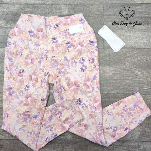 RBX Performance Delicate Ditsy Ankle Length High Waisted Yoga Pants Size M