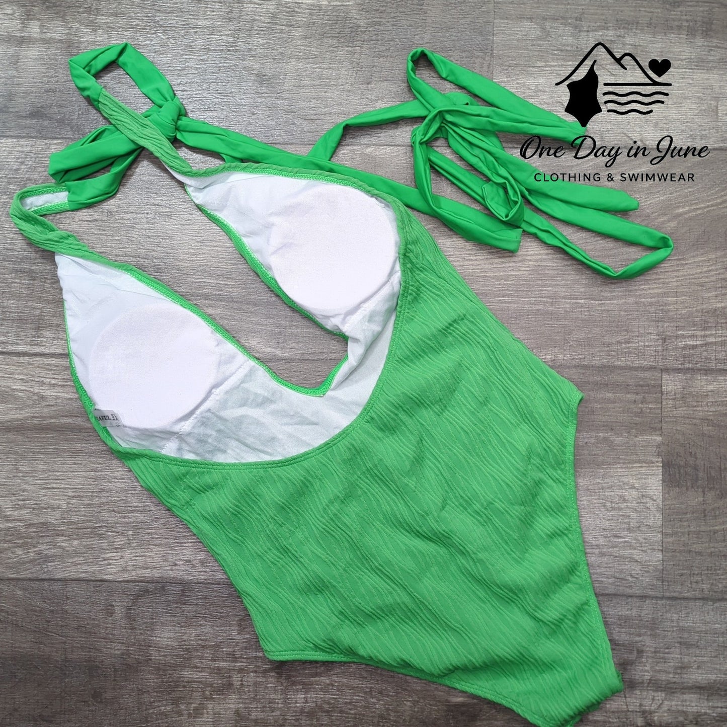 Zaful Textured Deep V Wrap Tie One Piece Swimsuit Size M