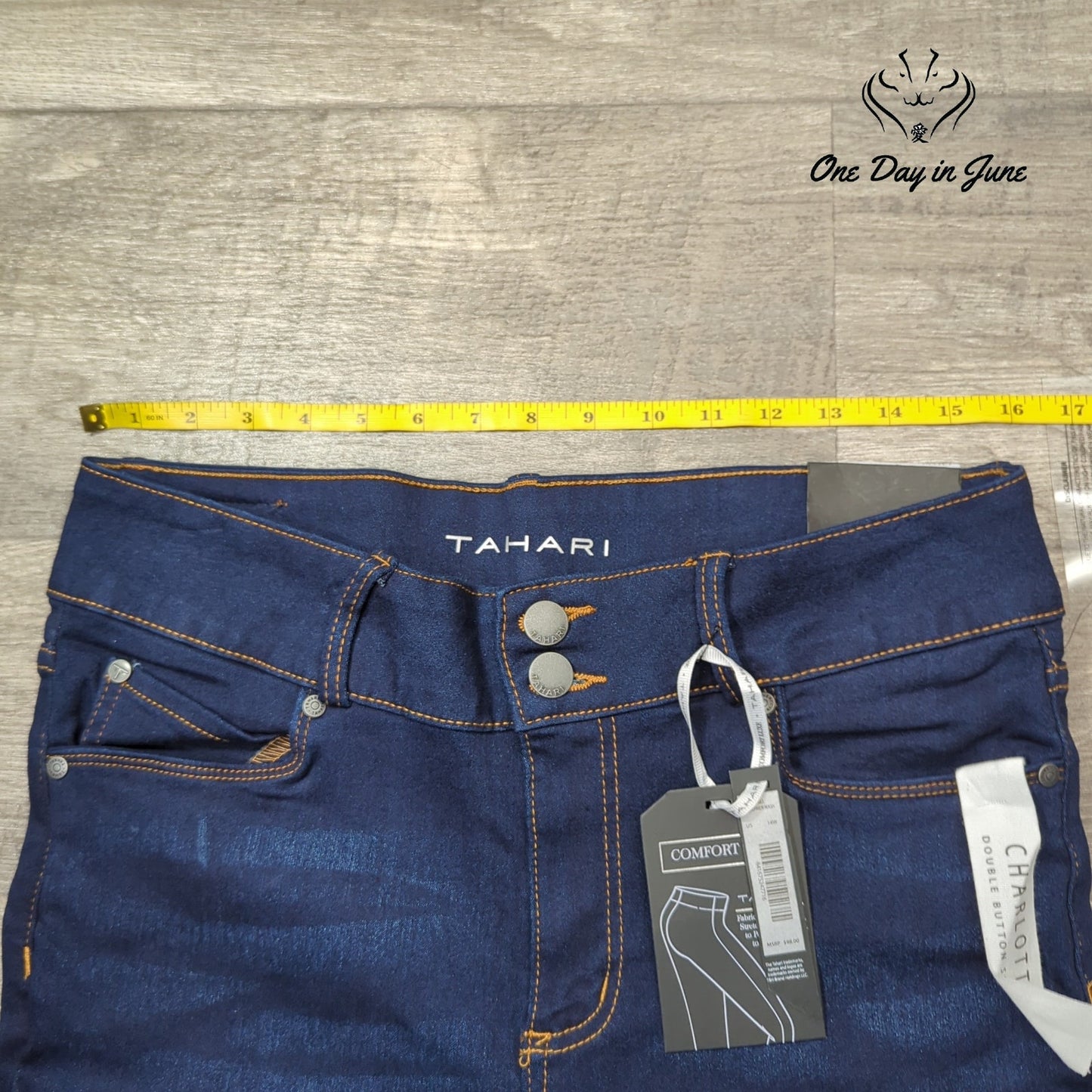 Tahari Plus Size Charlotte Double Button Skinny Jeans Size 14W