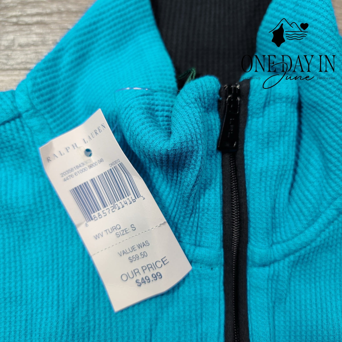 Ralph Lauren Half Zip Waffle Knit Pullover Turquoise Blue NWT Size S
