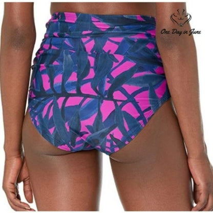 Coastal Blue Shirred High Waist Bikini Bottom Swimsuit Size S (4-6)