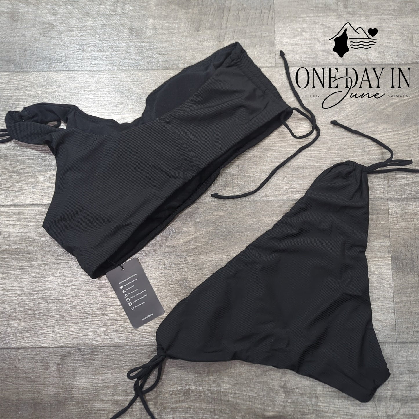 Zuobango One Shoulder Ribbed Tie Side Bikini Swimsuit Size XL