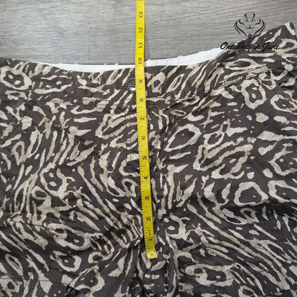 Loft Flat Front Shorts Black Beige Animal Print Casual Size 8