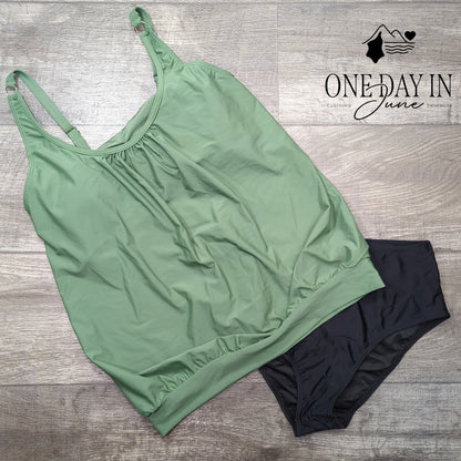 Yonique Blouson Tankini Swimsuit Size M