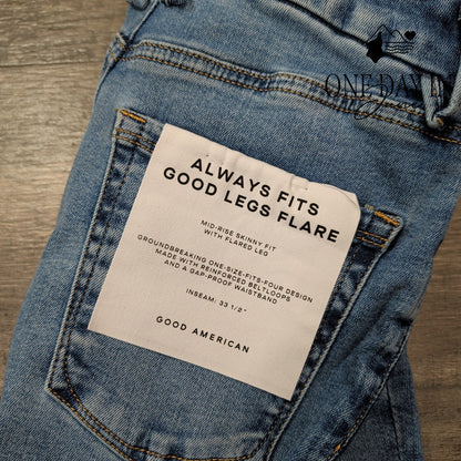 Good American Good Legs Flare Skinny Fit Flare Leg Jeans Size 00