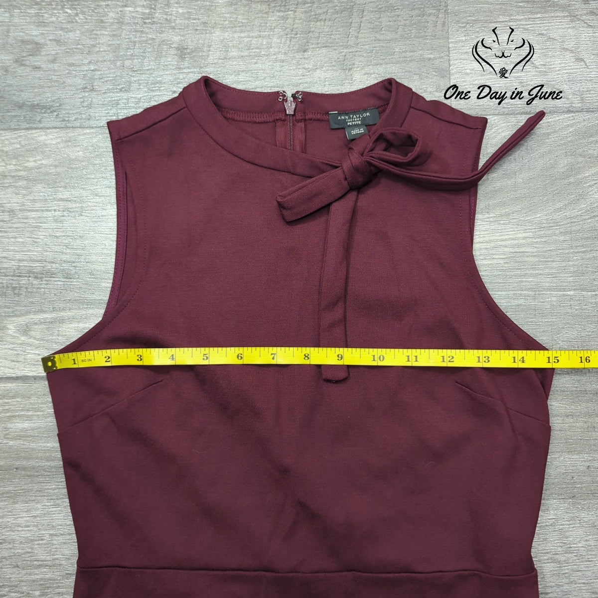 Ann Taylor Factory Petite Tie Neck Sheath Dress Burgundy NWT Size 0P