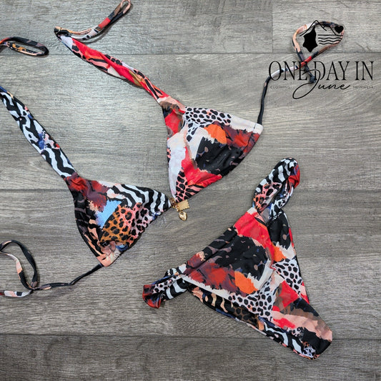 Aleumdr Adjustable Triangle Brailian Bikini Swimsuit Size XXS