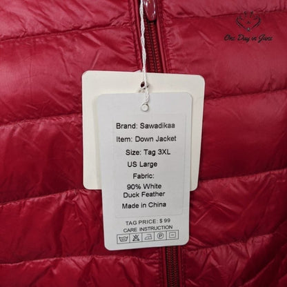 Sawadikaa Ultra Light Duck Feather Coat Size L