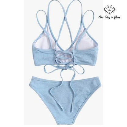 SweatyRocks Criss Cross Back Bikini Swimsuit Size L