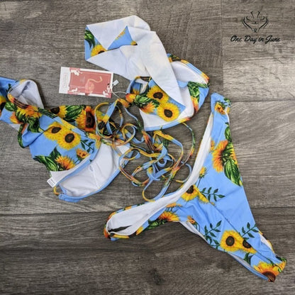 Vackutliv Ruffle Tie Bikini Swimsuit Size XL