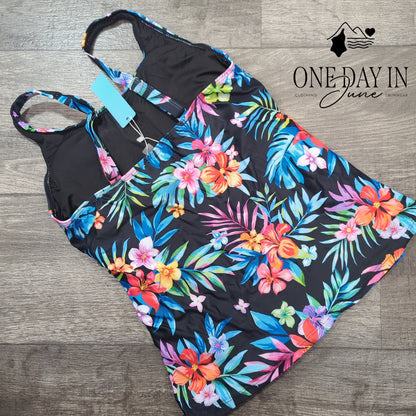 Yonique Tropical Tankini Top Size S