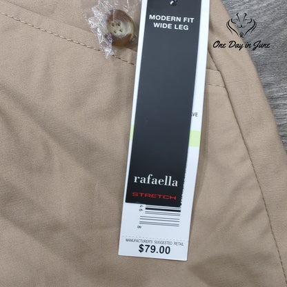 Rafaella Modern Fit Wide Leg Pants Beige Stretch Flat Front Plus NWT Size 18W
