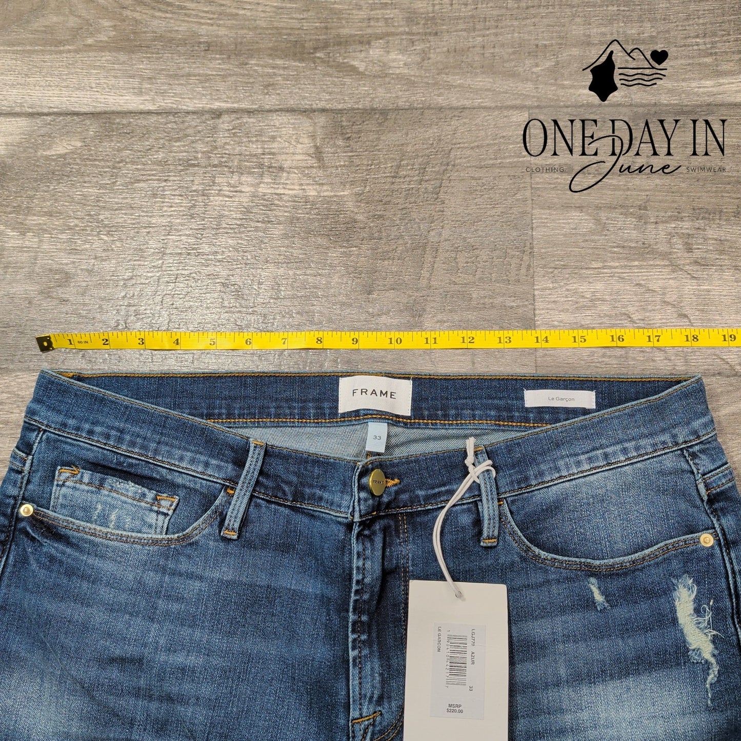 Frame Le Garcon Jeans Blue Azur Mid Rise Straight Boyfriend NWT Size 16 (33)