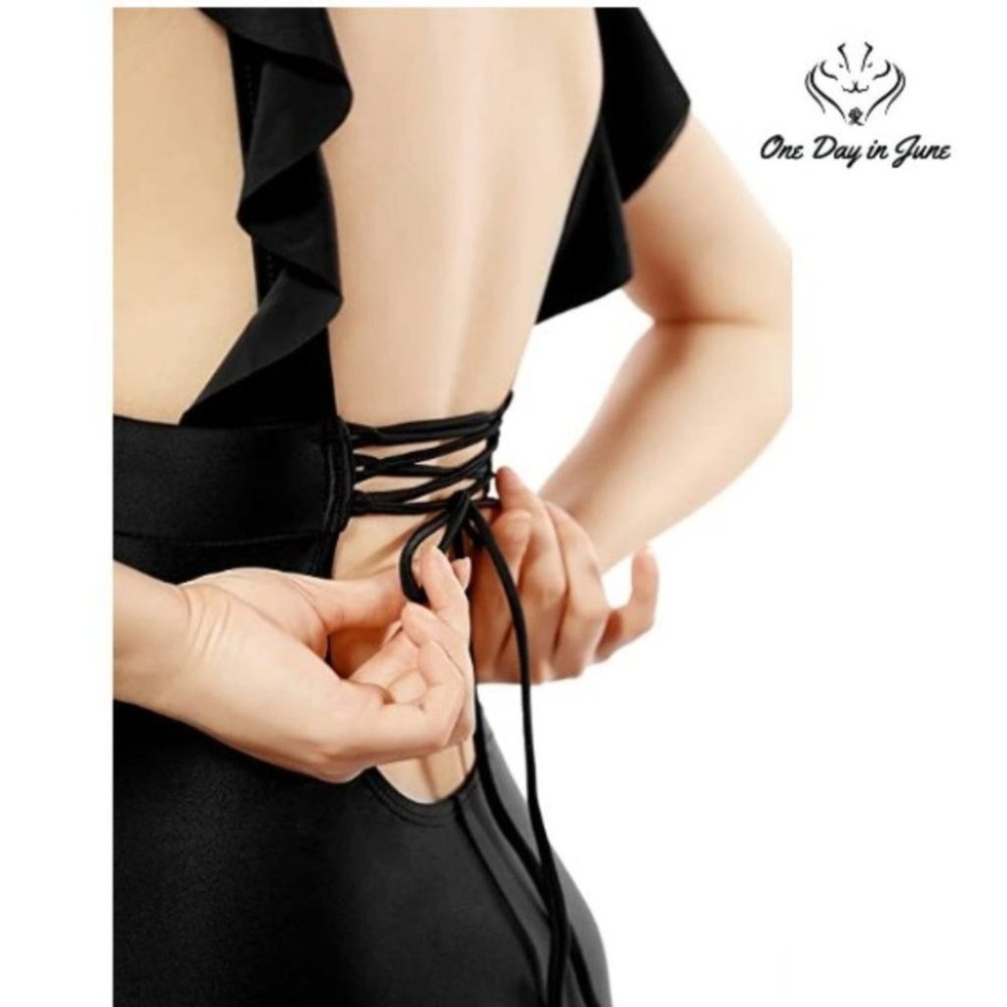 Soyml Ruffle Tummy Control Criss Cross Tie Back One Piece Size M (6-8)