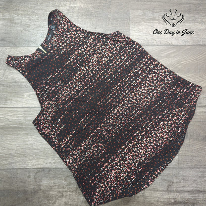 Apt. 9 Petite Zip Back Tank Top Abstract Print Black Pink Size PM